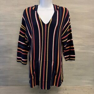 Natural Reflections 100% Cotton Stripe Oversized Hoodie‎ Sweater Medium GC